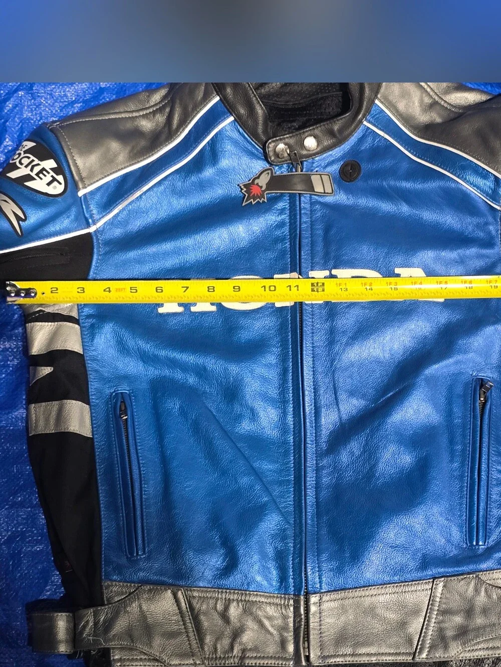 Blue Genuine Joe Rocket Leather Honda Motorcycle Riding jacket Size 42